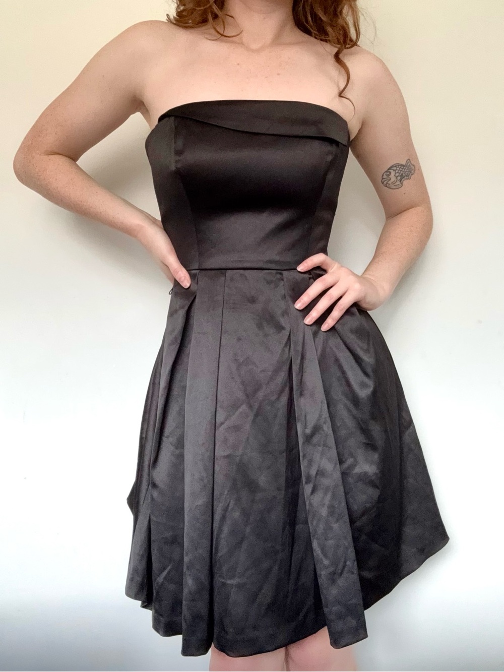 White House Black Market Black Strapless Pleated Party Dress